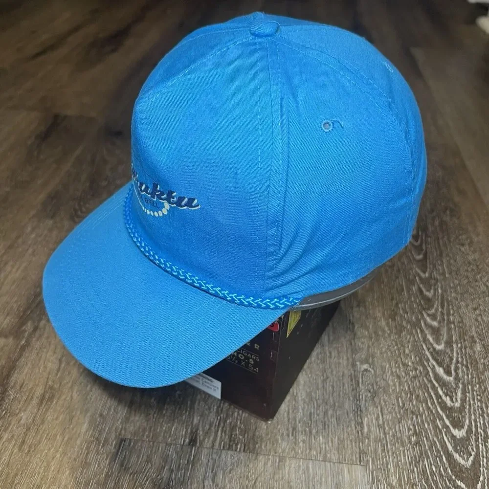 Vintage 90s Timbuktu‎ Snapback Hat Blue Rope Trucker Bar Grill Beach Surf Promo
